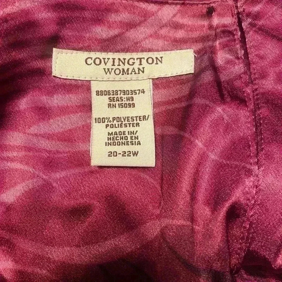 Covington Woman long sleeve top with rounded neck has leaf design size 20-22W - Picture 8 of 10